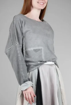 Discount Evie Lou Slouchy French Terry Pullover, Gray Wash