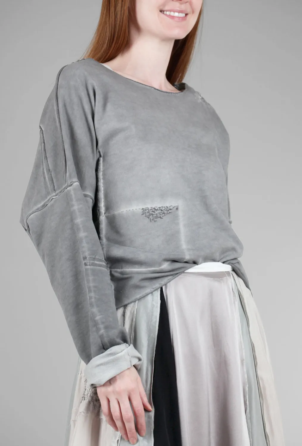 Discount Evie Lou Slouchy French Terry Pullover, Gray Wash