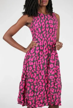 Fashion Evie Lou Smash Pocket Tank Dress, Pink Leopard
