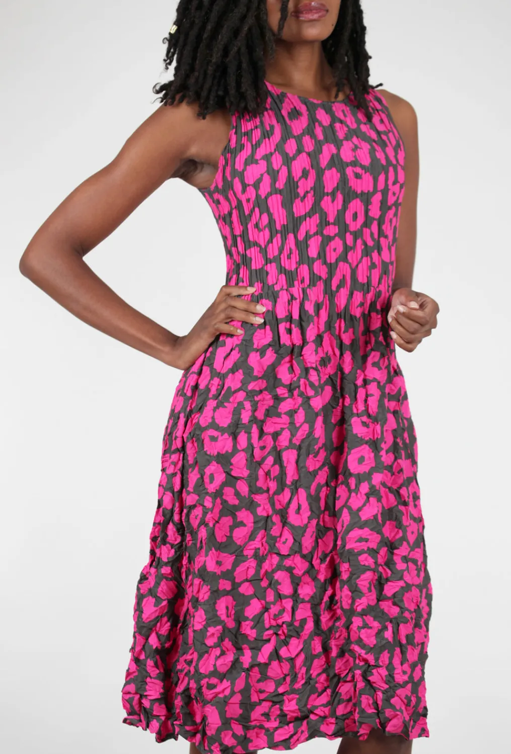 Fashion Evie Lou Smash Pocket Tank Dress, Pink Leopard
