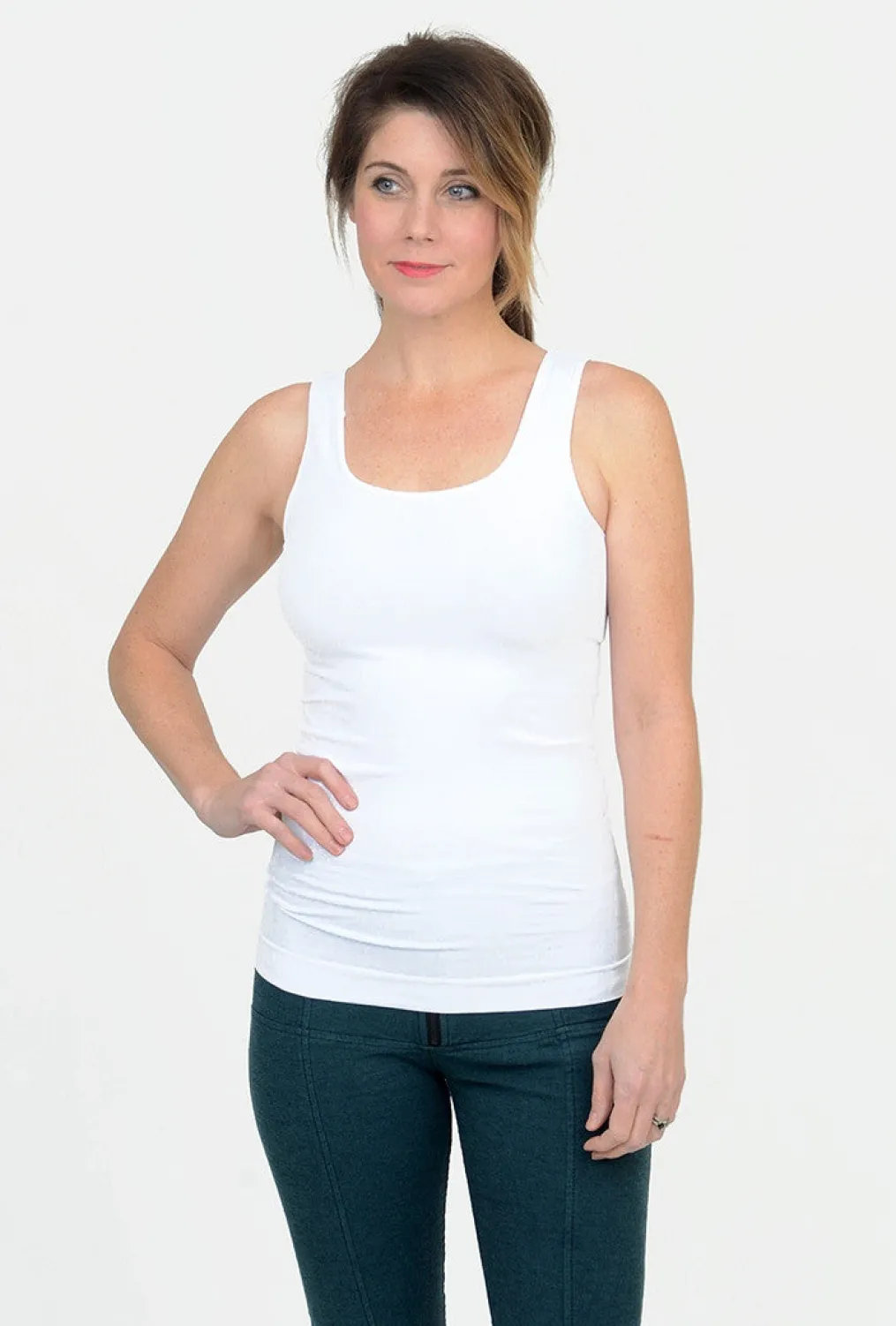 New Evie Lou Smooth Tank, White