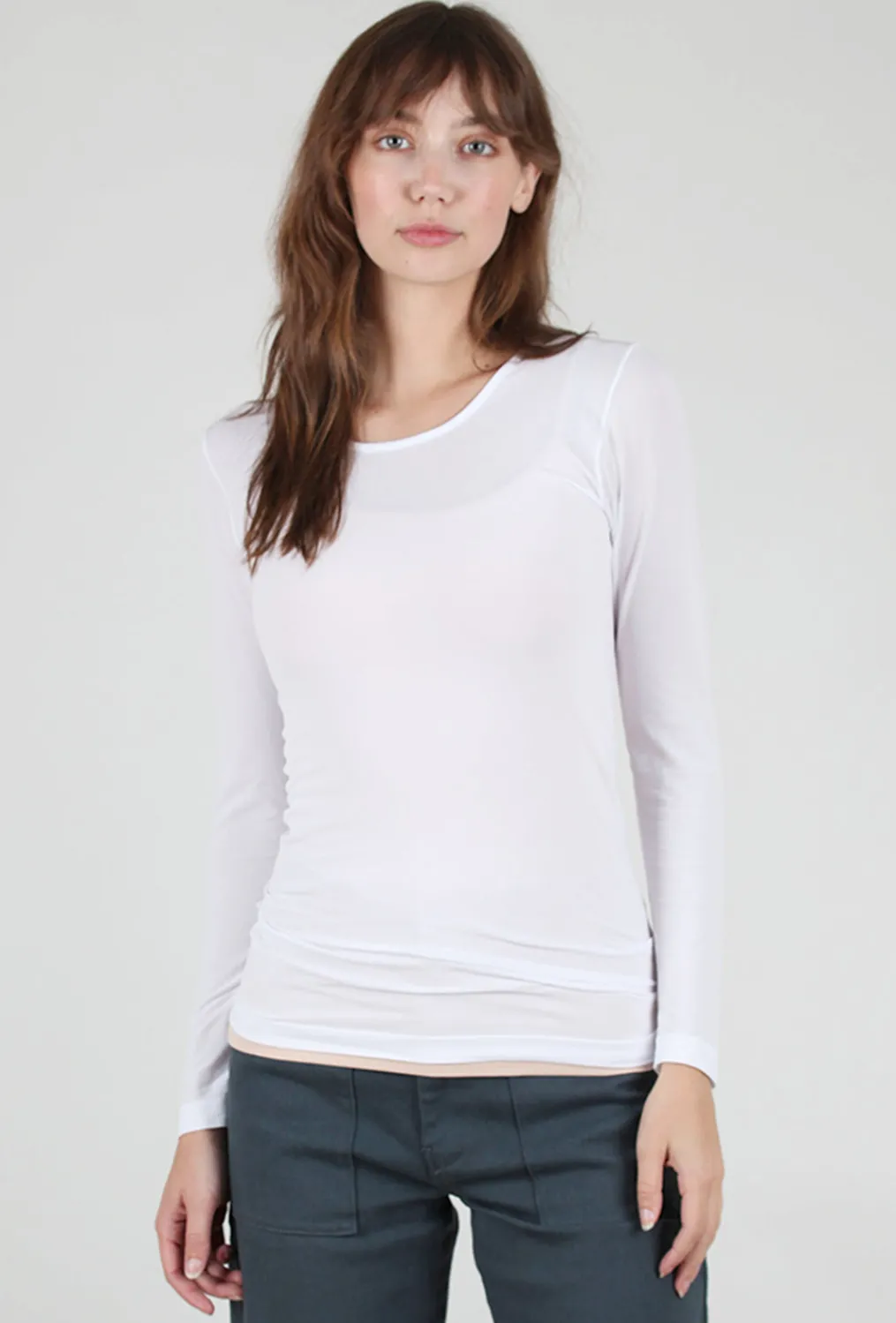 Best Sale Evie Lou Solid Crew Second Skin Top, White