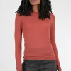 Best Evie Lou Solid Raw Edge Second Skin Top, Autumn Maple