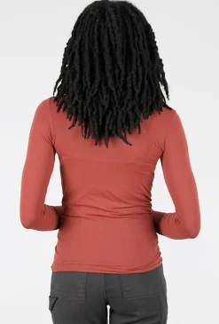 Best Evie Lou Solid Raw Edge Second Skin Top, Autumn Maple