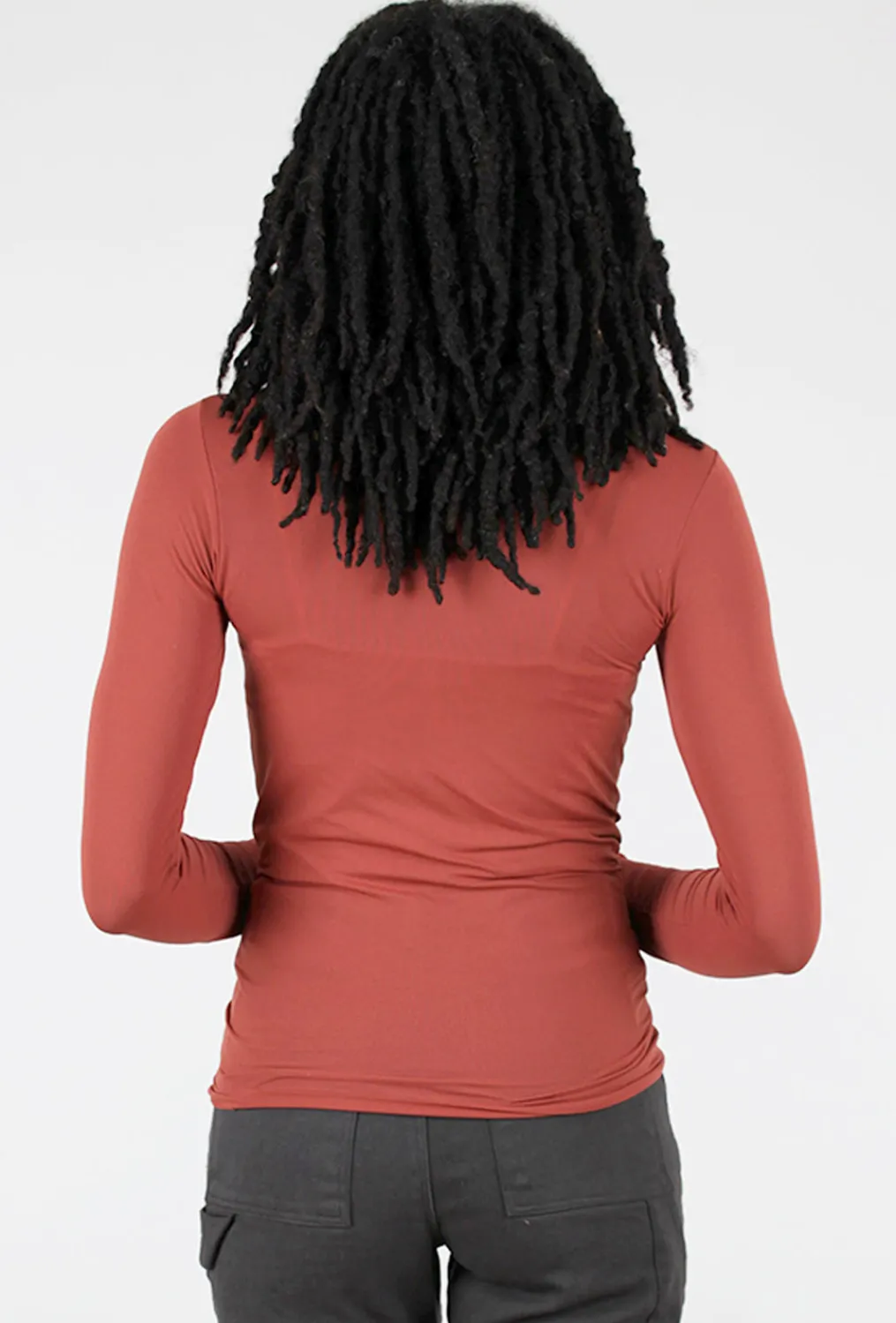 Best Evie Lou Solid Raw Edge Second Skin Top, Autumn Maple