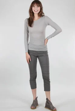 Flash Sale Evie Lou Solid Raw Edge Second Skin Top, Neutral Gray