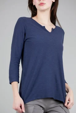 Cheap Evie Lou Split Neck Tee, Nightsky Navy