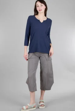 Cheap Evie Lou Split Neck Tee, Nightsky Navy