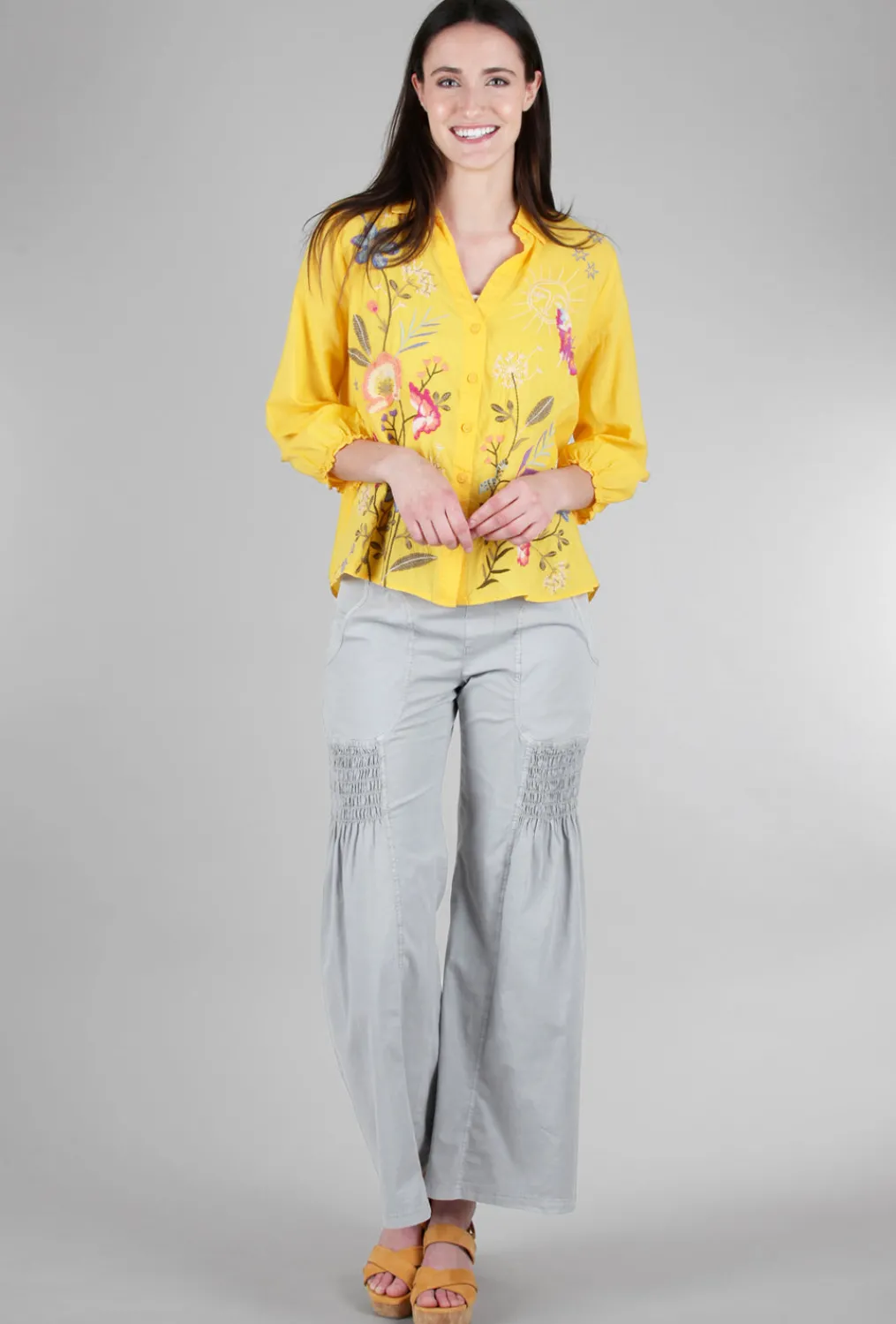 Best Evie Lou Sprightly Wide Leg Pant, Cotton Gray