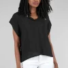 Best Sale Evie Lou S/S Cowl Parachute Top, Black