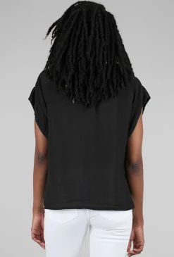 Best Sale Evie Lou S/S Cowl Parachute Top, Black