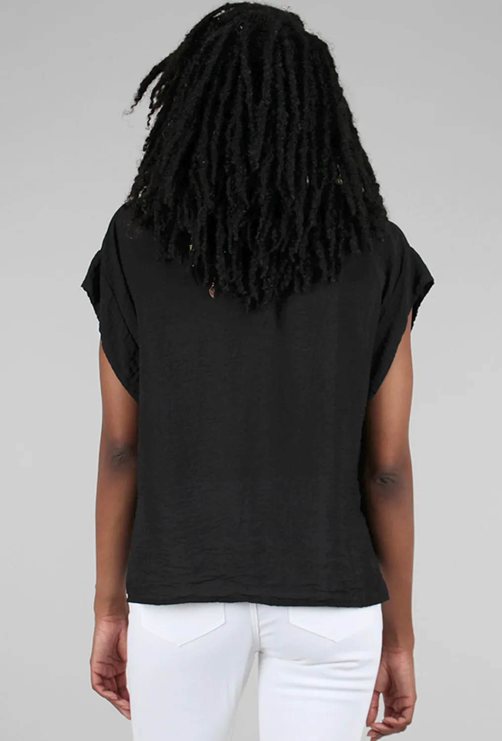 Best Sale Evie Lou S/S Cowl Parachute Top, Black