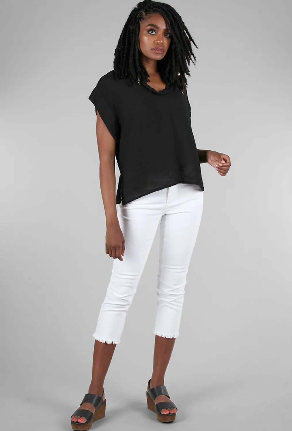 Best Sale Evie Lou S/S Cowl Parachute Top, Black