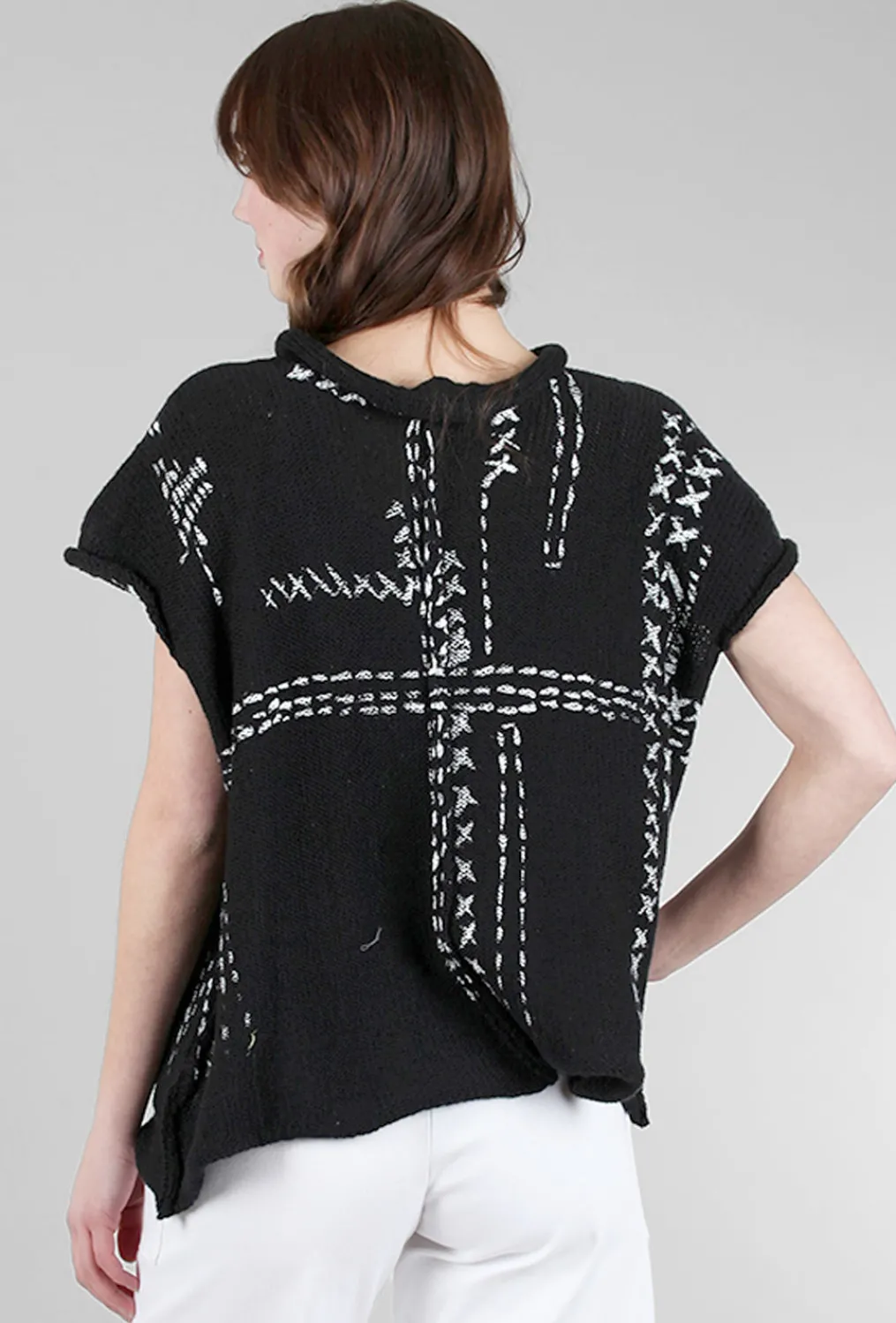 Best Evie Lou Stopper Cap Sleeve Pullover, Black/White