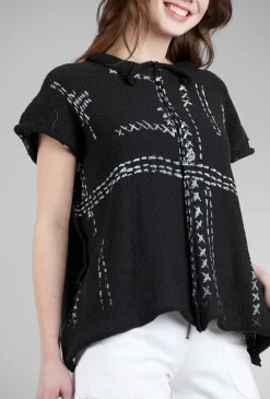 Best Evie Lou Stopper Cap Sleeve Pullover, Black/White