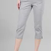 Sale Evie Lou Stretch Canvas Seam Capri, Gull Gray