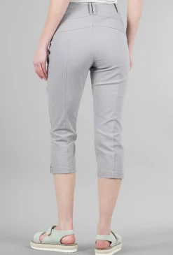 Sale Evie Lou Stretch Canvas Seam Capri, Gull Gray