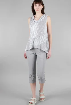 Sale Evie Lou Stretch Canvas Seam Capri, Gull Gray