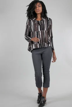 New Evie Lou Stripe Jersey Tribeca Top, Neutral Browns