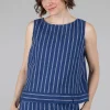 Flash Sale Evie Lou Stripe Linen Boatneck Shell, Ink
