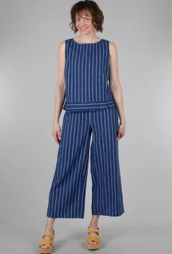 Flash Sale Evie Lou Stripe Linen Boatneck Shell, Ink