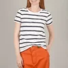 Online Evie Lou Stripe S/S Crew, White/Navy