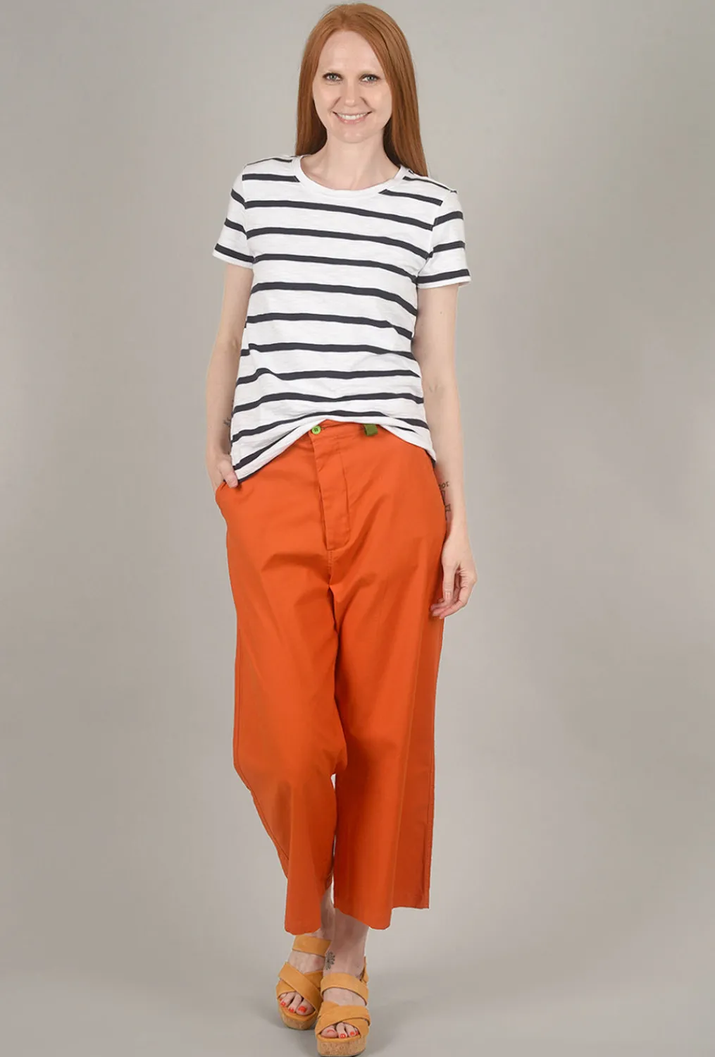 Online Evie Lou Stripe S/S Crew, White/Navy