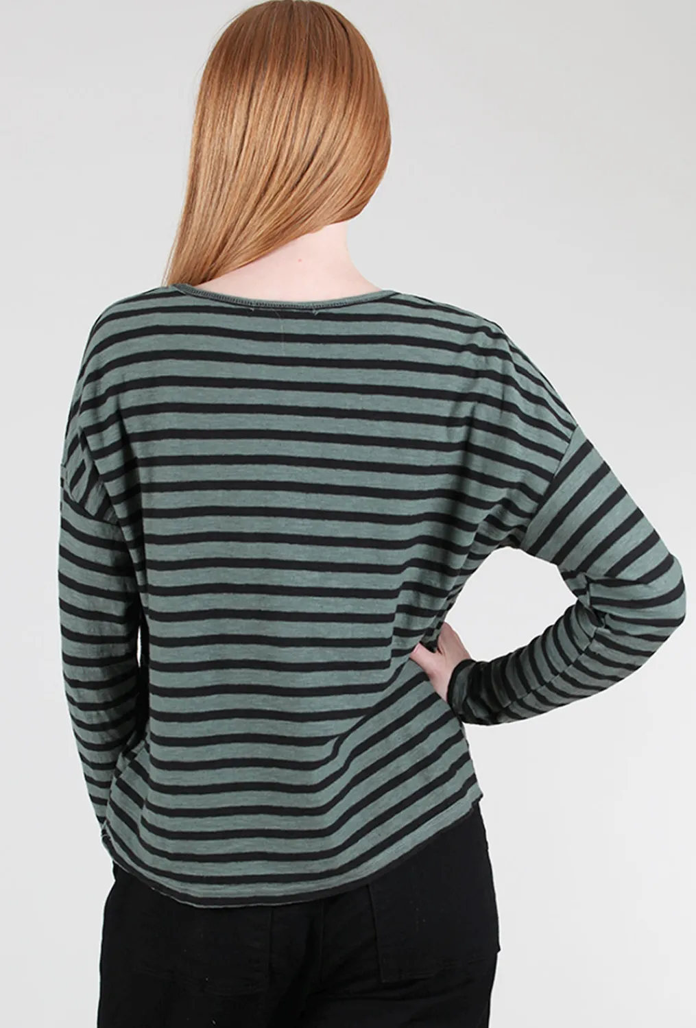 Outlet Evie Lou Striped Boxy Pocket Top, Myrtle