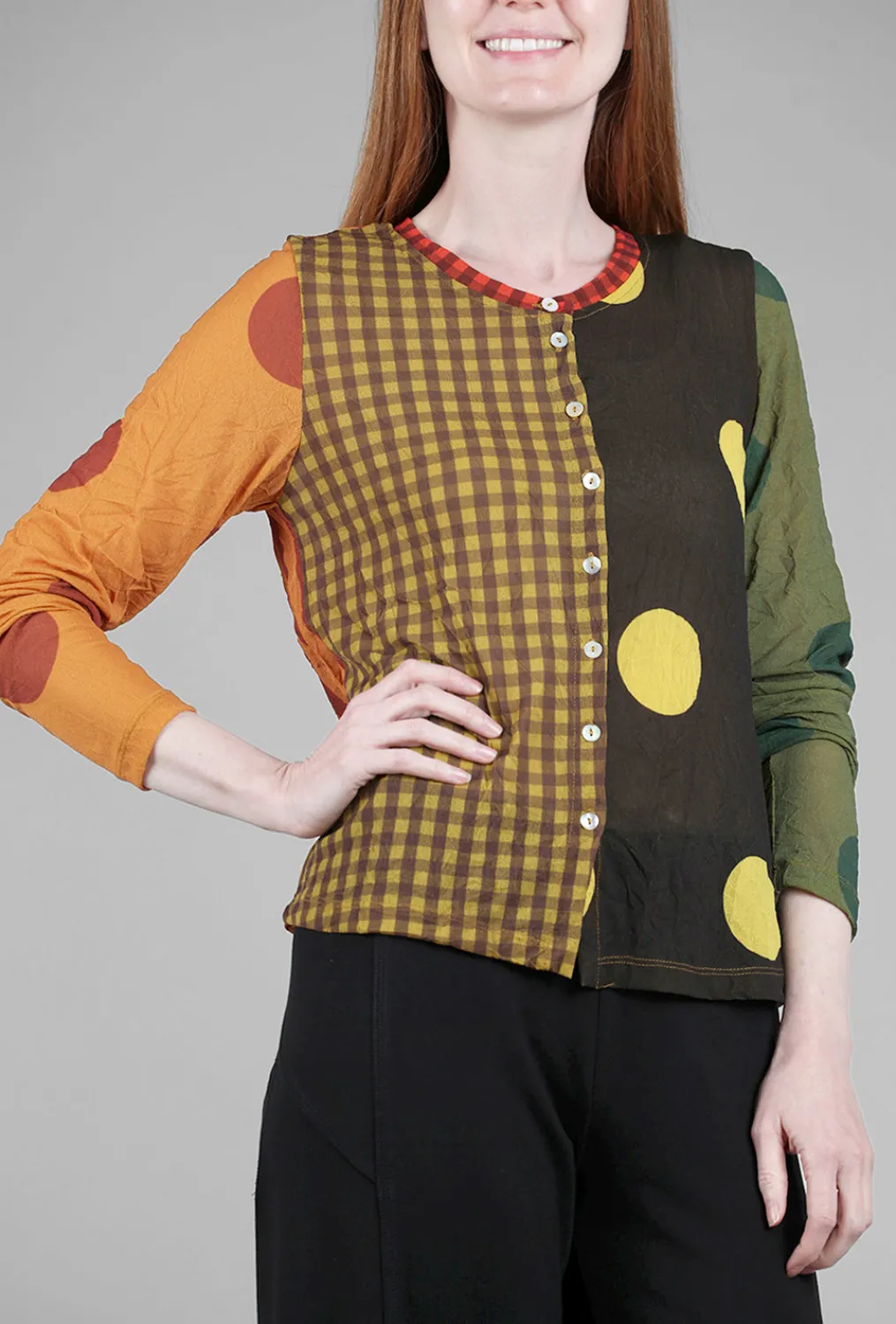 Cheap Evie Lou Stripes & Dots Crinkle Cardie, Rust Mix
