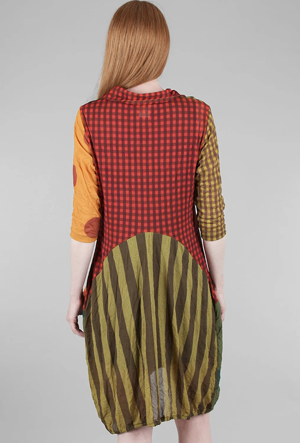 Clearance Evie Lou Stripes & Dots Crinkle Pocket Dress, Rust Mix