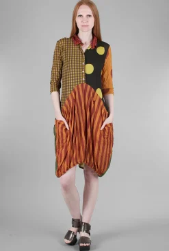 Clearance Evie Lou Stripes & Dots Crinkle Pocket Dress, Rust Mix