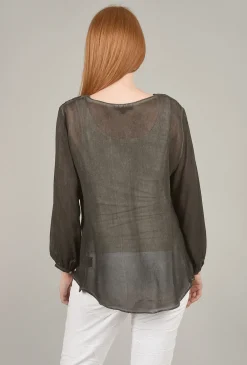 Flash Sale Evie Lou Sweetheart Scroll Blouse, Charcoal