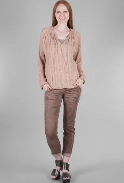 Online Evie Lou Texture Peasant Blouse, Rose