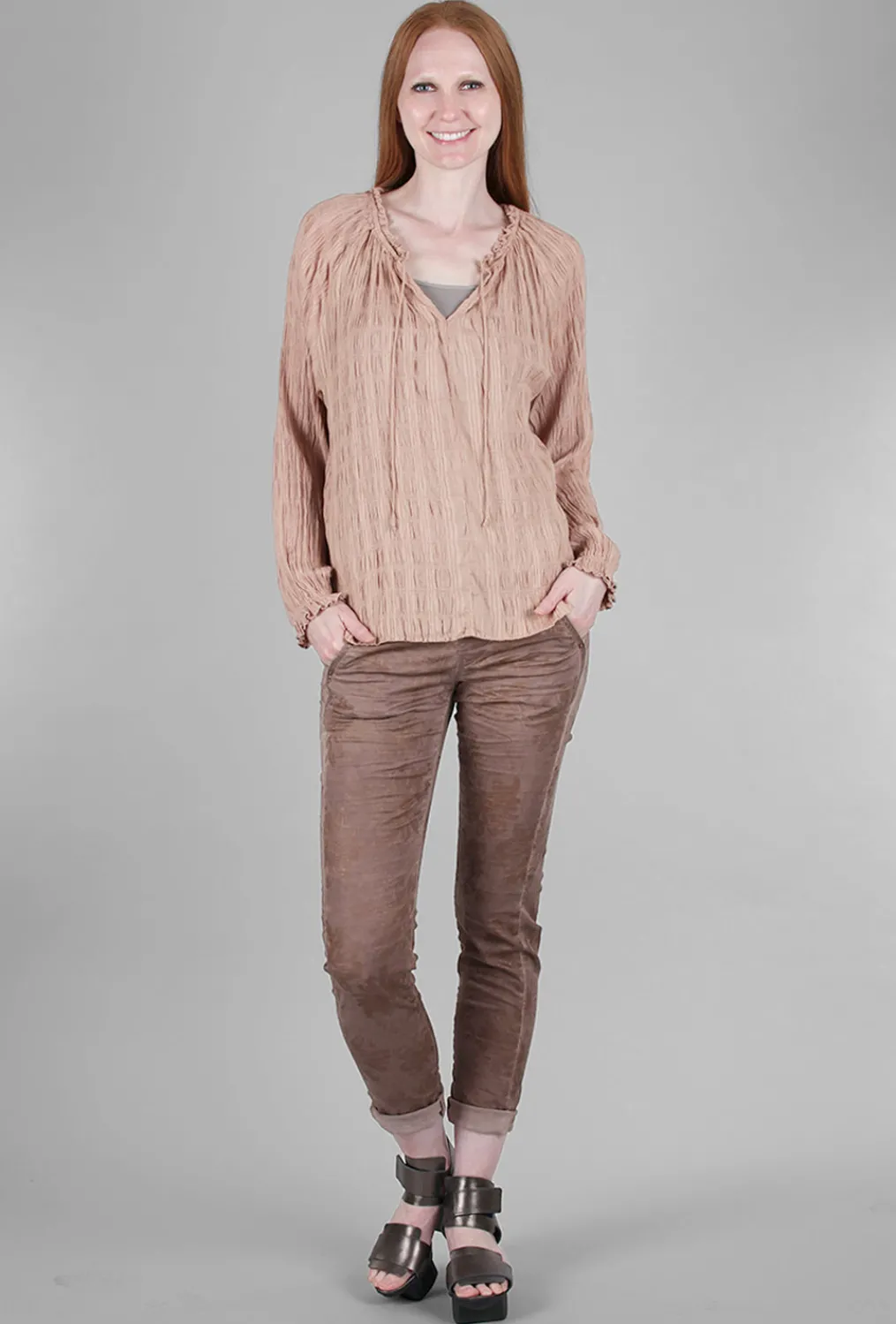 Online Evie Lou Texture Peasant Blouse, Rose