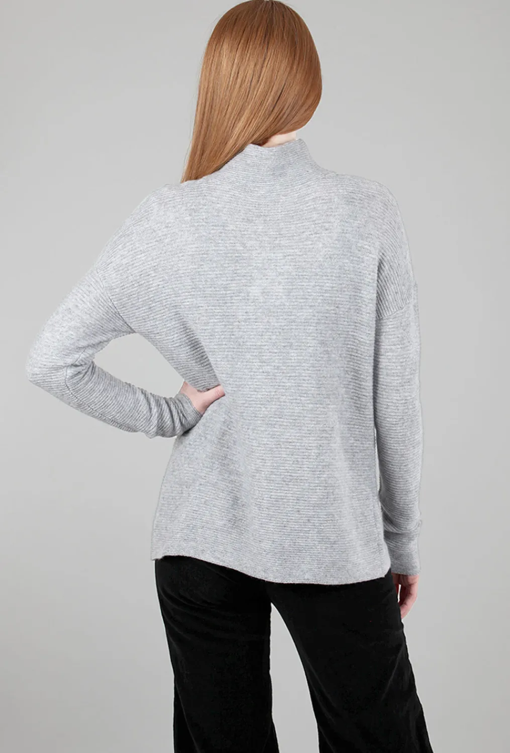 Cheap Evie Lou Textured Slouchy Funnel Sweater, Sterling Gray