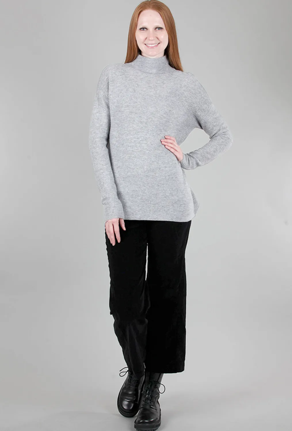 Cheap Evie Lou Textured Slouchy Funnel Sweater, Sterling Gray