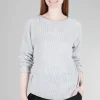 Clearance Evie Lou Thermal Shirttail Boatneck Sweater, Heather Gray
