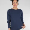Store Evie Lou Thermal Shirttail Easy Boatneck, Navy
