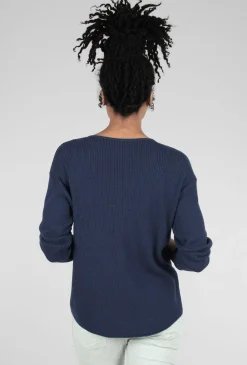 Store Evie Lou Thermal Shirttail Easy Boatneck, Navy