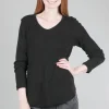 Store Evie Lou Thermal Shrunken Shirttail Tee, Black