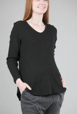 Store Evie Lou Thermal Shrunken Shirttail Tee, Black