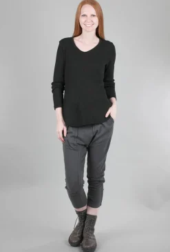 Store Evie Lou Thermal Shrunken Shirttail Tee, Black