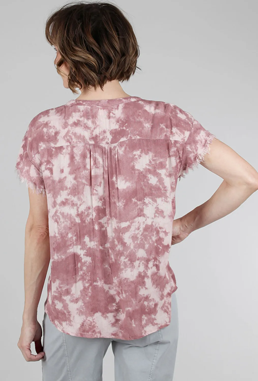 Outlet Evie Lou Tie-Dye Button-Down Top, Mauve
