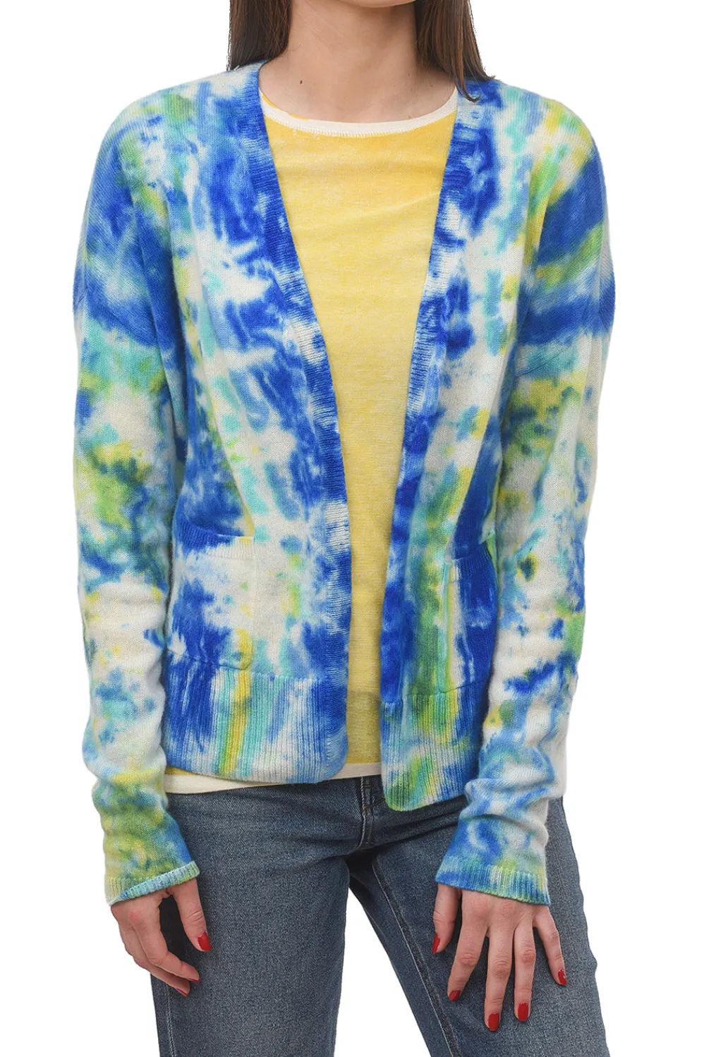 Discount Evie Lou Tie-Dye Cashmere Cardie, Indigo Multi