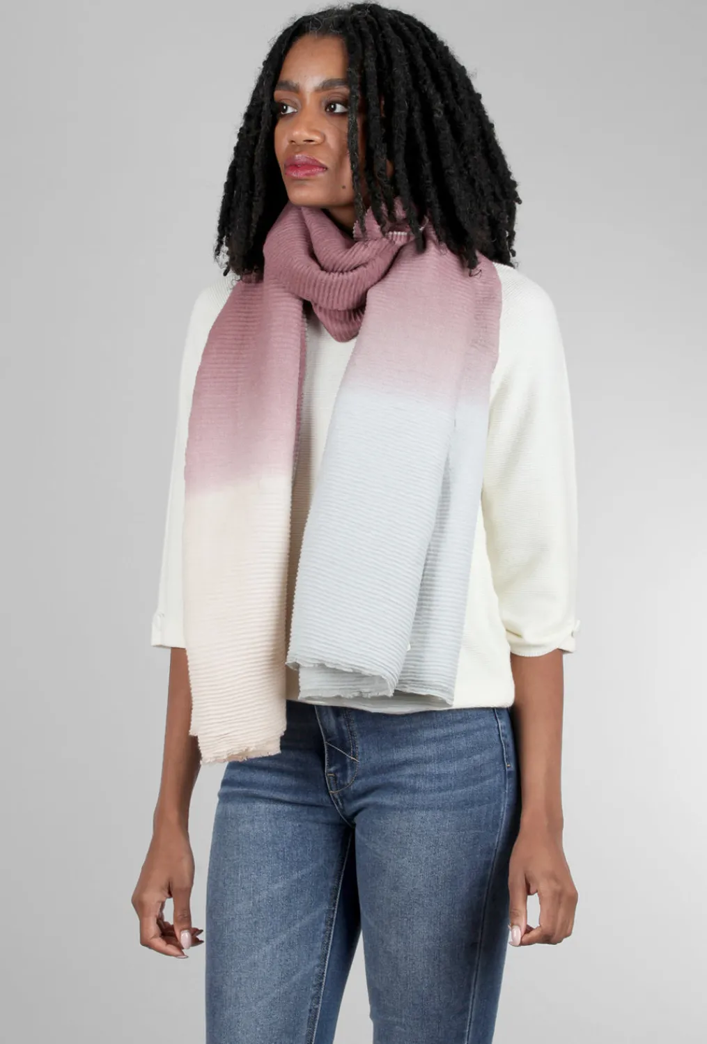 Flash Sale Evie Lou Toasty Fun Ombre Scarf, Wine/Cream