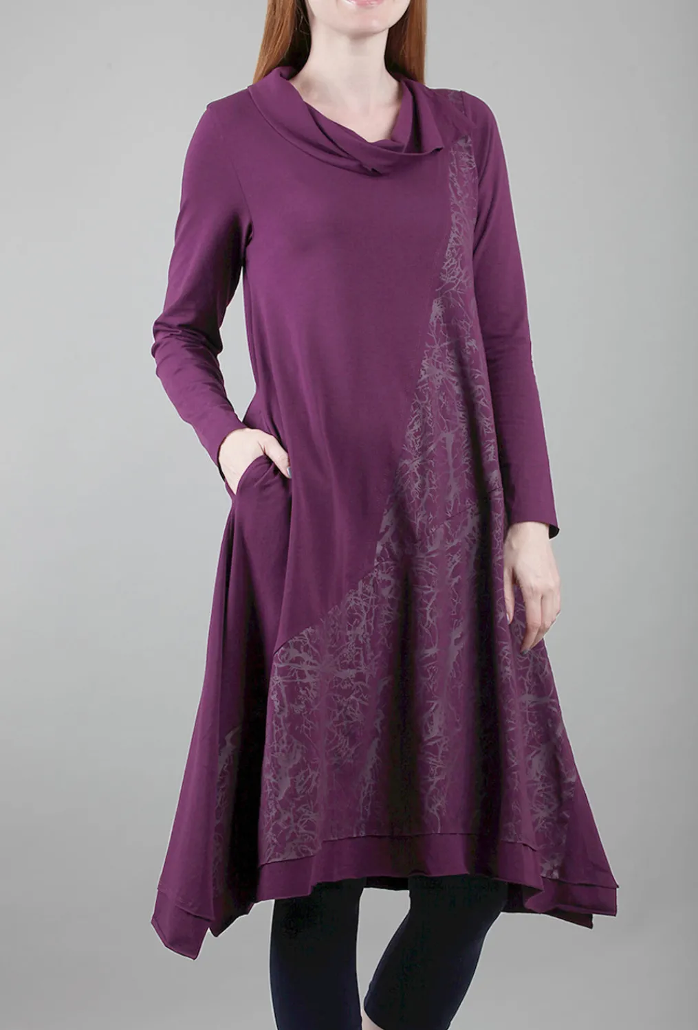 Store Evie Lou Tonal Print Dress, Aubergine