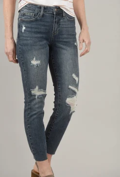 Flash Sale Evie Lou Trim Raw-Hem Denim, Blue