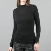 Store Evie Lou Tubular Cashmere Mock-Neck Top, Black