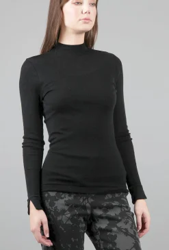Store Evie Lou Tubular Cashmere Mock-Neck Top, Black