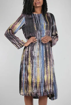 Hot Evie Lou Twist-Dye Silky Dress, Blue Multi